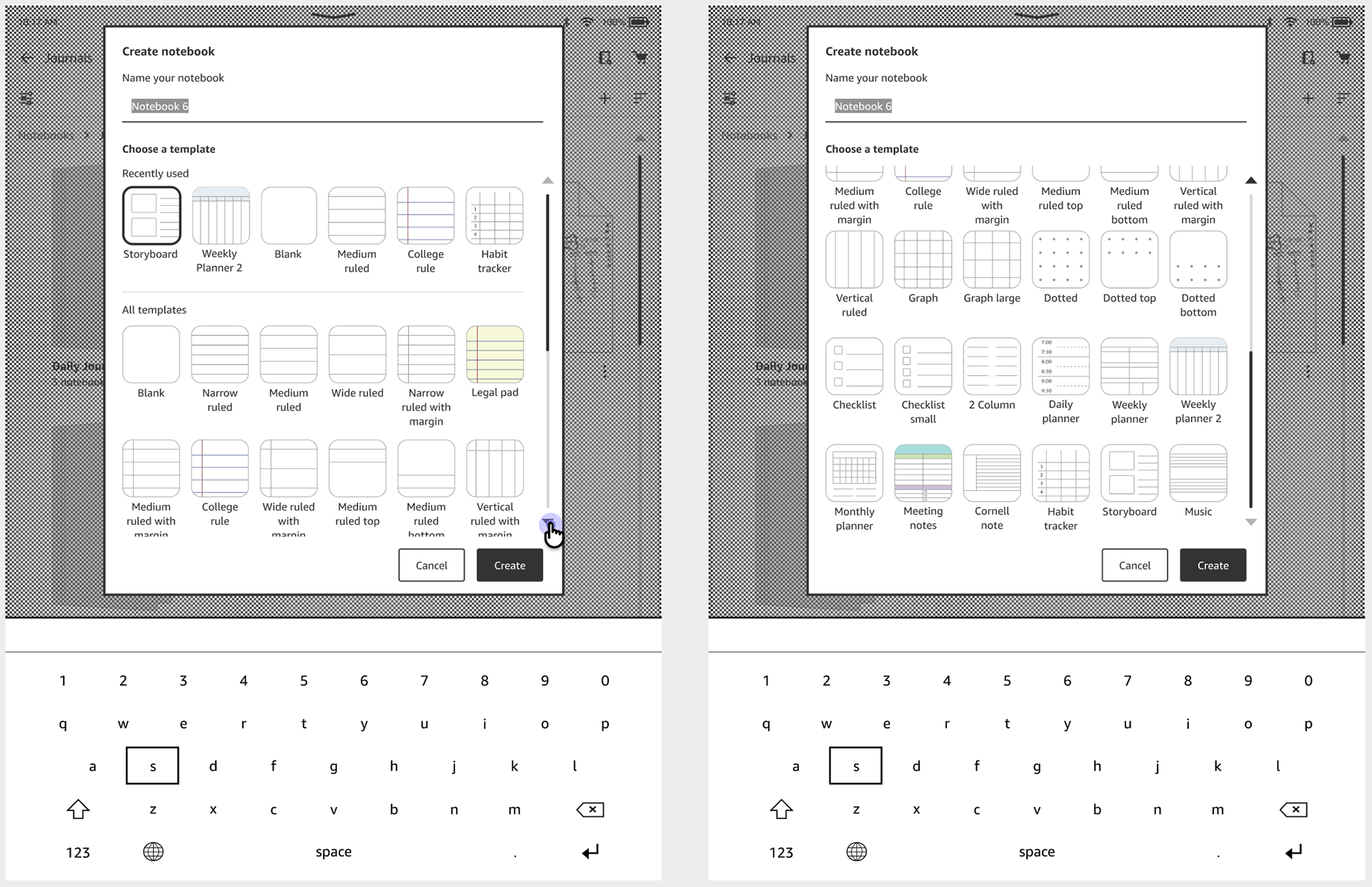 Final template picker flow